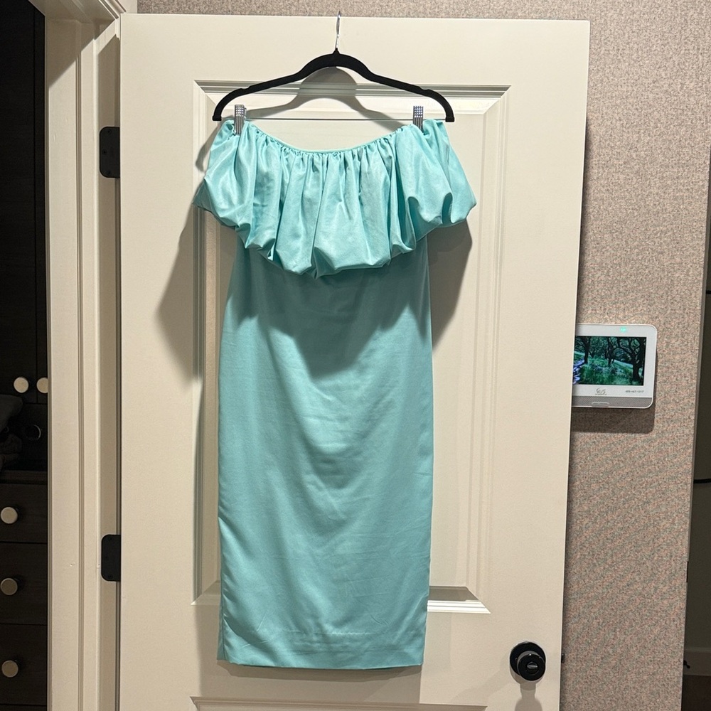 Anthropologie Strapless Dress in Aqua